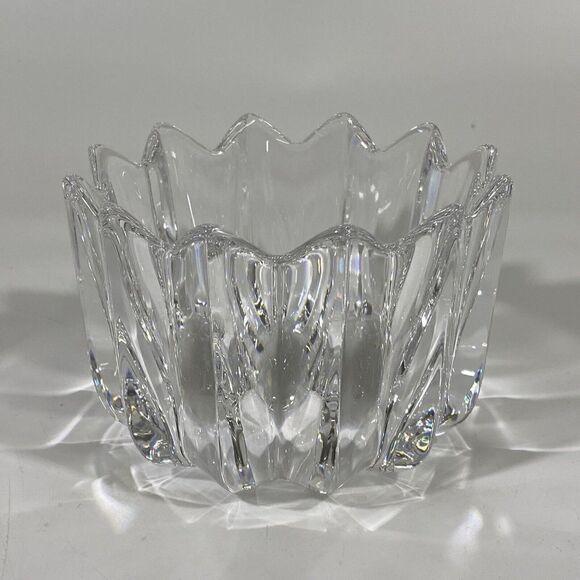 Orrefors Fleur Art Glass Ribbed Crystal Bowl Vase Signed Jan Johansson 4.75” - Picture 1 of 7